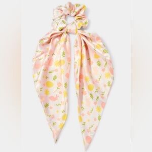 New Flower Print Hair Twister with Tails Pink/Yellow: Fashion Accessory